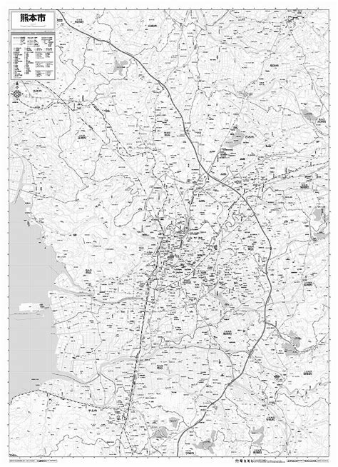 マップルの市町村別行政区分地図 熊本県 熊本市 （モノクロ）を印刷販売マップル地図プリント