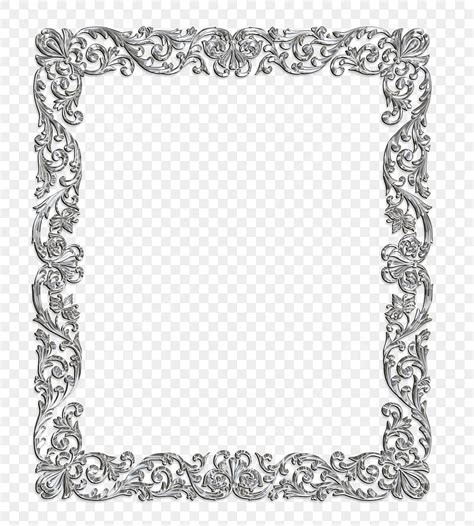 European Border Hd Transparent European Metal Silver Border Frame