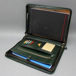 Leather Business Portfolio Case Green Folio Cover For A And Letter