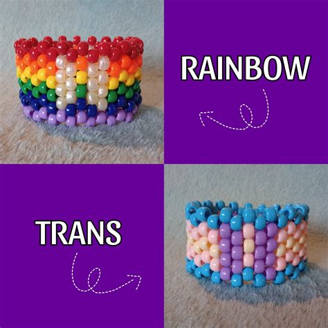 Lgbtq Pride Flag Bts Logo Kandi Cuffs Etsy