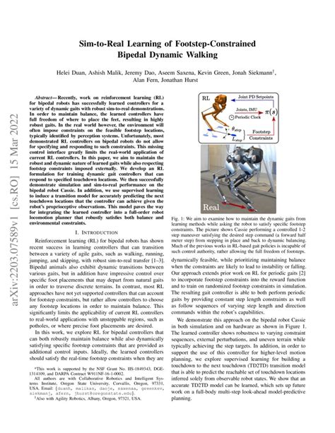 Sim To Real Learning Of Footstep Constrained Bipedal Dynamic Walking Deepai