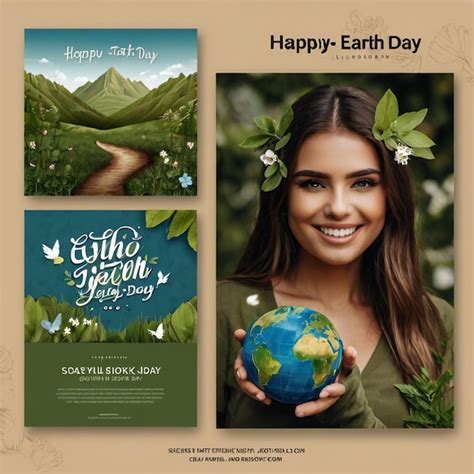 Happy Earth Day Social Media Post Templete Design Illustration Vector Premium Ai Generated Image