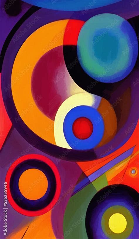 Circle In Circles Digiatl Abstract Wall Art Print Painting In