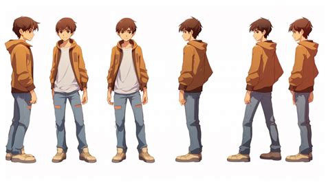 Premium AI Image | Trendy Anime Boy Character Turnaround Concept Art Sheet full view Showcasing ...