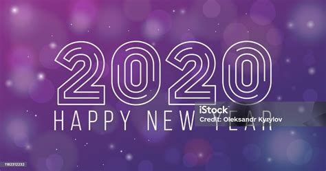 Happy New Year 2020 Shiny Banner Card Or Wallpaper In Lens Flare