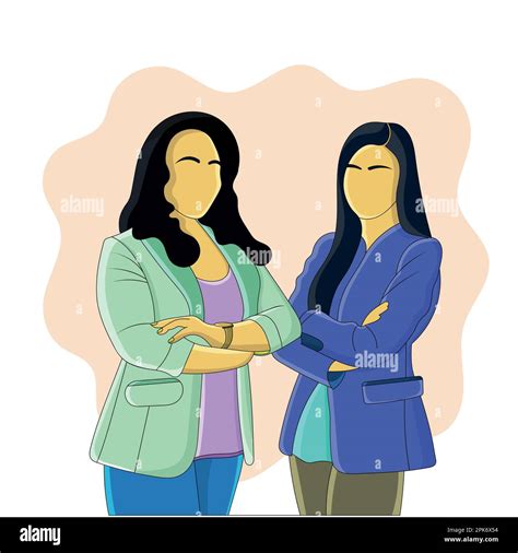 Vector Two Women Flat Vector Illustration Image Stock Vector Image