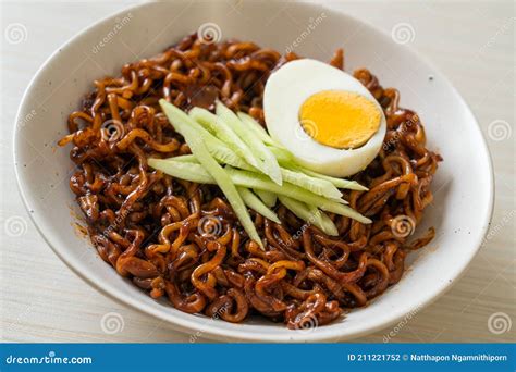 Korean Instant Noodle With Black Bean Sauce Jajangmyeon Or Jjajangmyeon