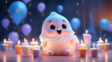 Premium Photo | Happy Birthday wishes with a cute ghost