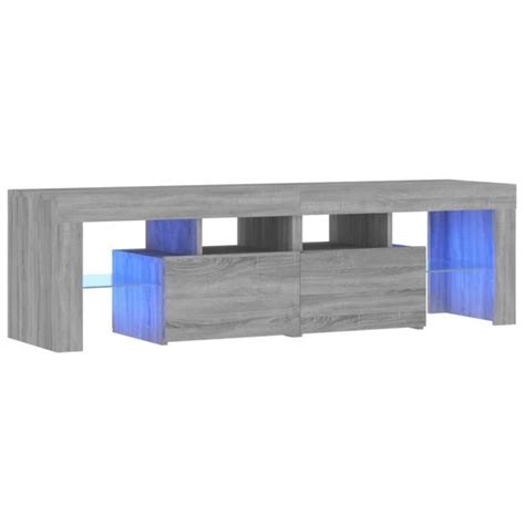 Drfeify Meuble TV avec lumières LED Sonoma gris 140x36 5x40 cm AB822642