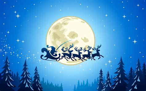 Christmas Hd Reindeer Moon Santa Sleigh Hd Wallpaper Rare Gallery