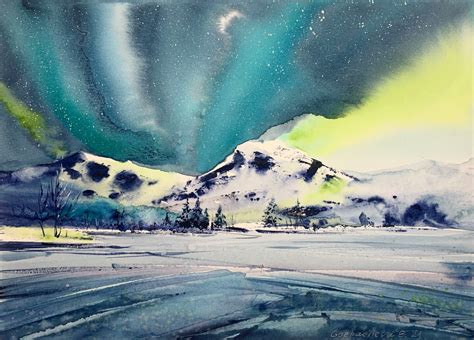 Aurora Borealis Pintura Por Eugenia Gorbacheva Artmajeur