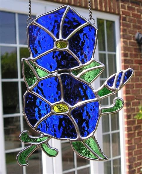 Morning Glory Flower Of The Month Birthday Flower For Etsy Stained Glass Designs Stained