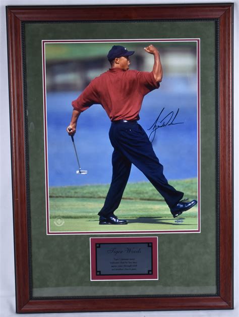 Lot Detail Tiger Woods Autographed X Framed Fist Pump Photo Uda