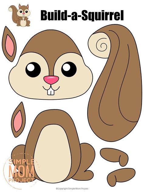 Free printable cut and paste squirrel craft for kids – Artofit