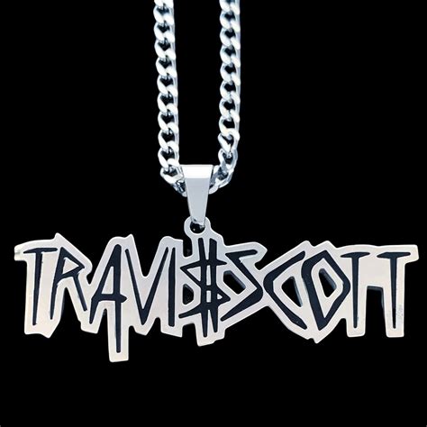 Travis Scott Necklace Stainless Steel And Black Enamel Pendant Etsy