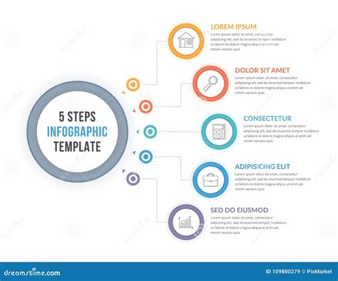 Infographic Template With Five Steps Stock Vector Illustration Of