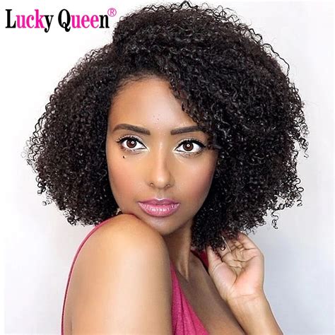 13x4 Lace Front Bob Wig Mongolian Kinky Curly Human Hair Wig Remy Hair