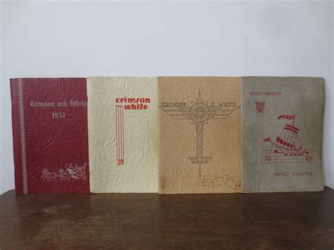 Vintage High School Yearbooks Lot of 4 1937 Through 1940 Crimson and ...