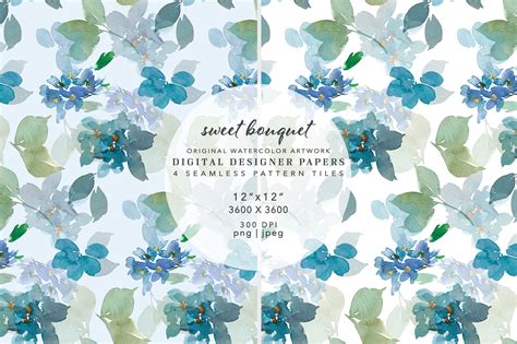 Watercolor Floral Digital Paper Scrapbook Papers Seamless Patterns By