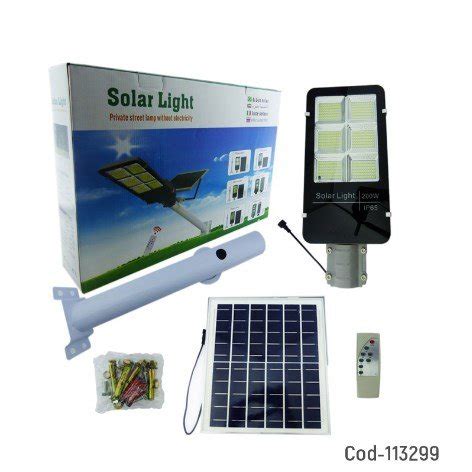 Foco Solar Kit 200 LED 200W Con Poste Y Control Remoto Por Mayor Sku