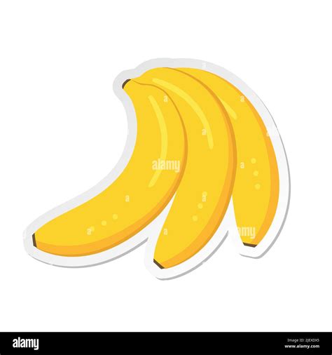 Sticker Ripe Banana Clipart Icon Flat Vector Illustration Stock