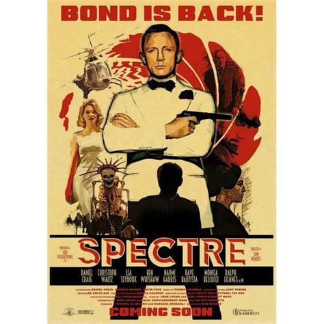 Affiche Rétro En Papier Kraft De La Légende Britannique James Bond 007