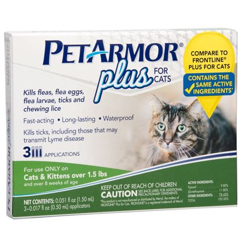 Petarmor Plus Flea And Tick Prevention For Cats With Fipronil Over 15