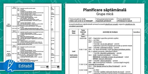 FREE Primăvara în natură Planificare săptămânală grupa mică