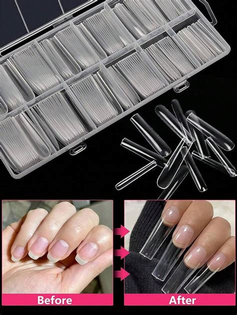 Pi Ces Bo Te Ongles Transparents Extra Long Enveloppement Complet