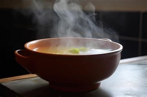 Premium AI Image A Warm Bowl Of Soup With Steam Rising From The Hot Broth Created With