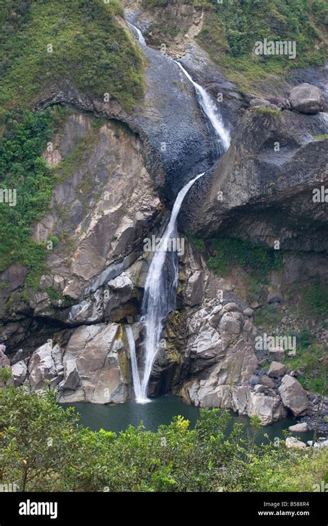 One of many picturesque waterfalls in the valley of the Rio Pastaza ...