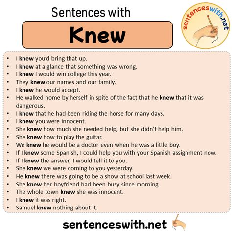 Sentences With Knew 19 Sentences About Knew In English Sentenceswithnet