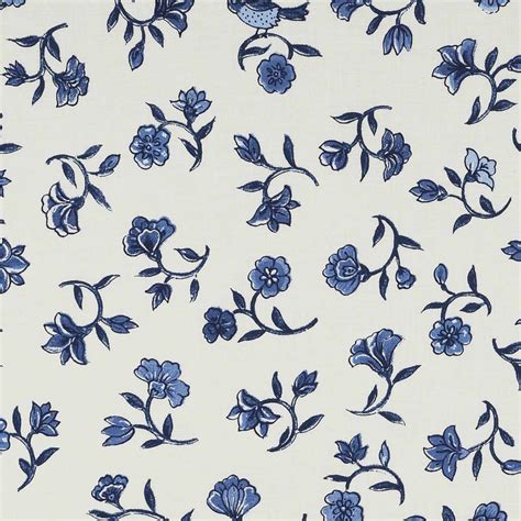 Flowers From Paradise Delft Blue Dutch Fabric