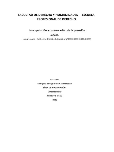 Facultad De Derecho Y Humanidades Escuela Profesional De Derecho Pdf