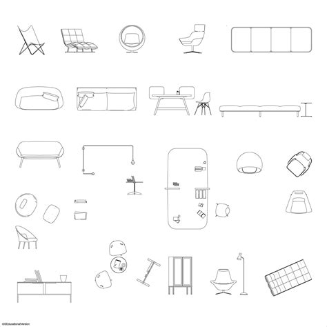 Outdoor Furniture Dwg Cad Blocks In Plan And Elevation