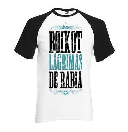 Boikot Letras L Grimas Camiseta Manga Corta Blanca Mangas Negras