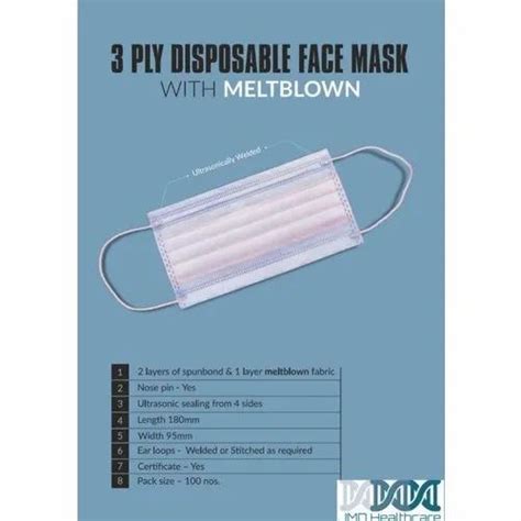 3 Ply Disposable Face Mask With Melt Blown At Rs 3 40 Face Mask In