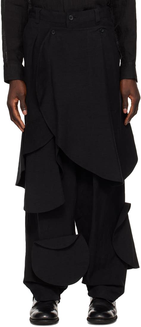 Pantalon Cargo Noir Panneaux Yohji Yamamoto Pour Homme Yohji