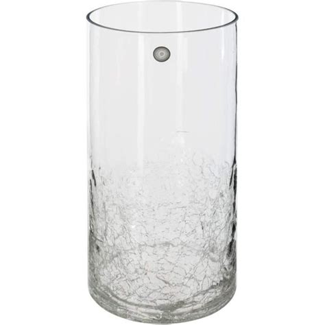 Atmosphera Vase cylindrique en Verre craquelé H 30 cm 906