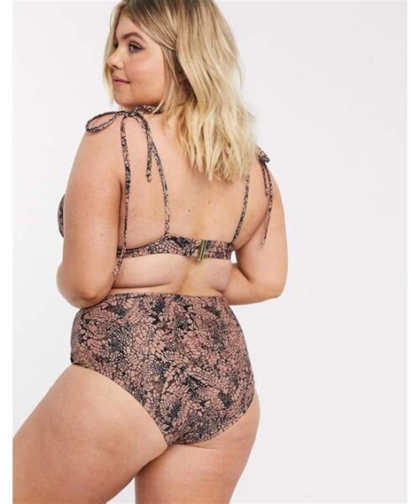 Vero Moda Vero Moda Curve Snake Print High Waisted Bikini Bottom