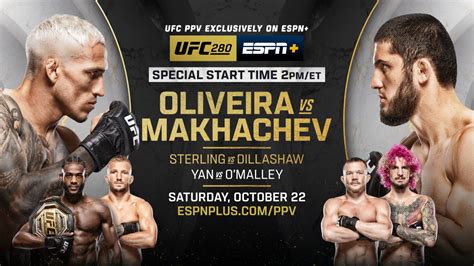 Ufc 280 Oliveira Vs Makhachev Saturday Oct 22 Exclusively On Espn