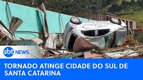 Tornado em Santa Catarina causa destelhamentos e queda de árvores