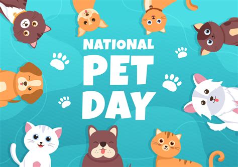 National Pet Day On April Illustration With Cute Pets Of Cats And