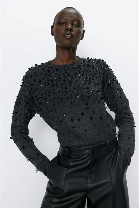 Beaded Knit Sweater View All Knitwear Woman Zara United States