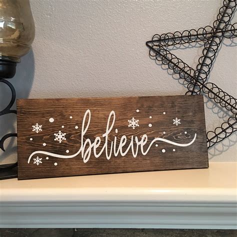 Christmas Wood Signs Believe Mantle Sign Christmas Signs Etsy