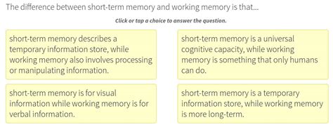 Solved The Difference Between Short Term Memory And Working