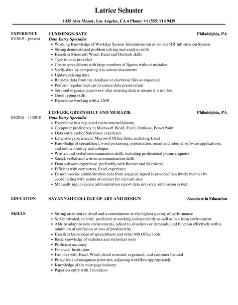 Data Entry Specialist Resume Samples Velvet Jobs