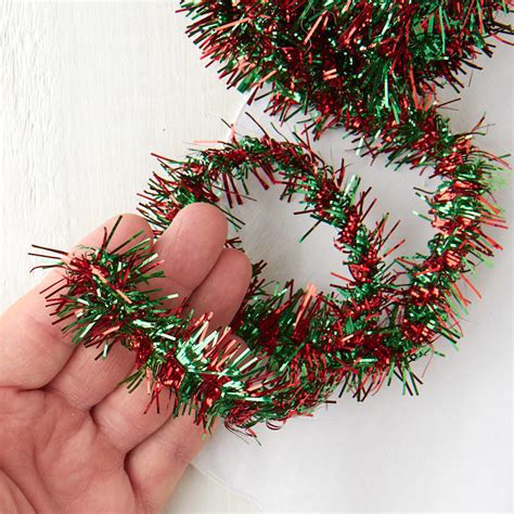 Metallic Red And Green Tinsel Garland Christmas Garlands Christmas