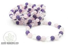 Goldenes Dreieck Amethyst Bergkristall Rosenquarz Kugelarmband