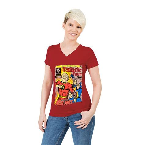 Camiseta Rock Red Hot Quarteto Fant Stico Tamanho Adulto Mangas Curtas Na Cor Vermelha